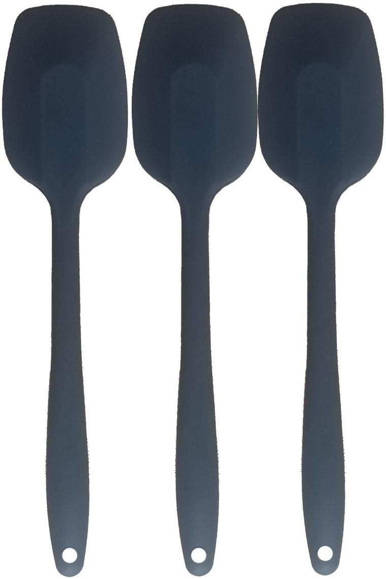 Viarella Büyük Boy Silikon Yassı Kaşık 3lü Set Gri