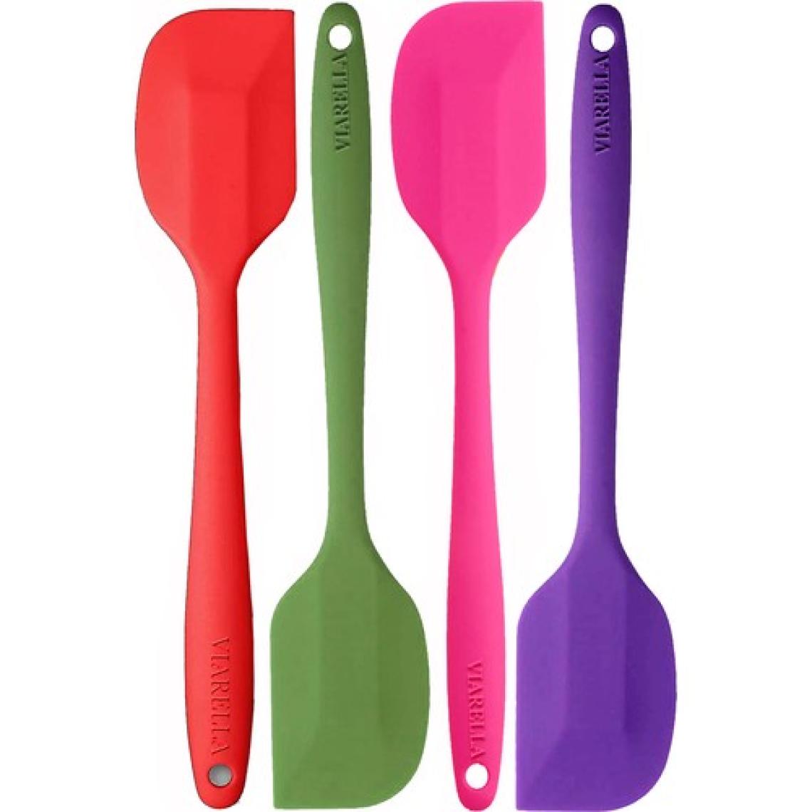 4lü Silikon Spatula Seti Yanmaz Yapışmaz Çizmez Kırmızı-Yeşil-Fuşya-Mor  27cm