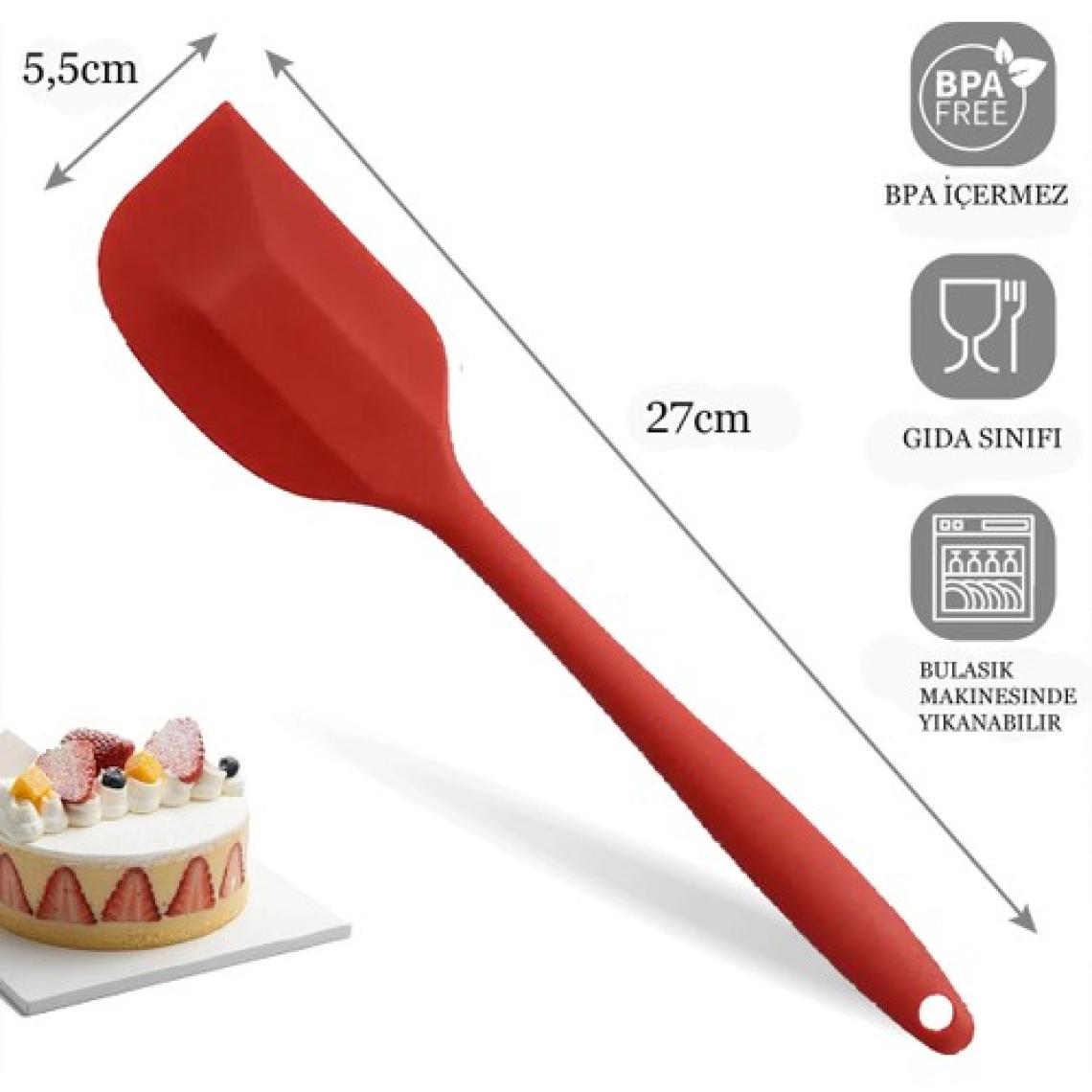 4lü Silikon Spatula Seti Yanmaz Yapışmaz Çizmez Kırmızı-Yeşil-Fuşya-Mor  27cm
