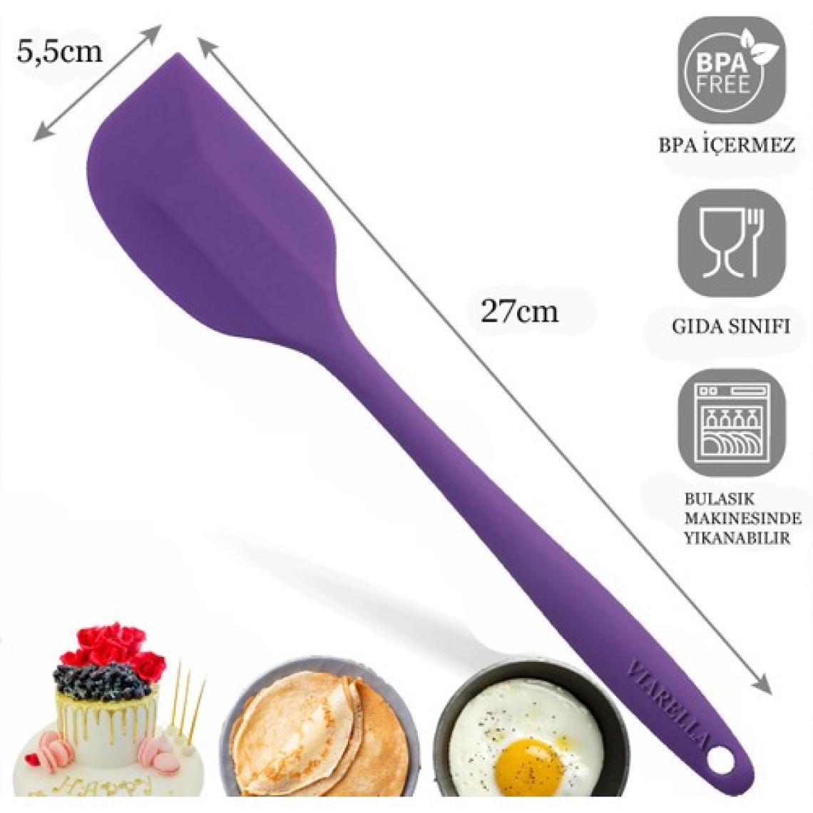 4lü Silikon Spatula Seti Yanmaz Yapışmaz Çizmez Kırmızı-Yeşil-Fuşya-Mor  27cm