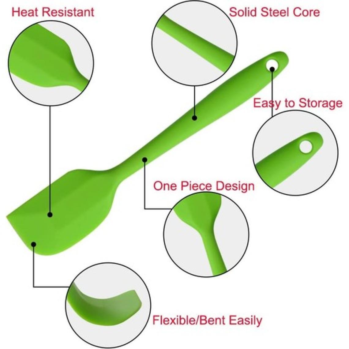 4lü Silikon Spatula Seti Yanmaz Yapışmaz Çizmez Kırmızı-Yeşil-Fuşya-Mor  27cm