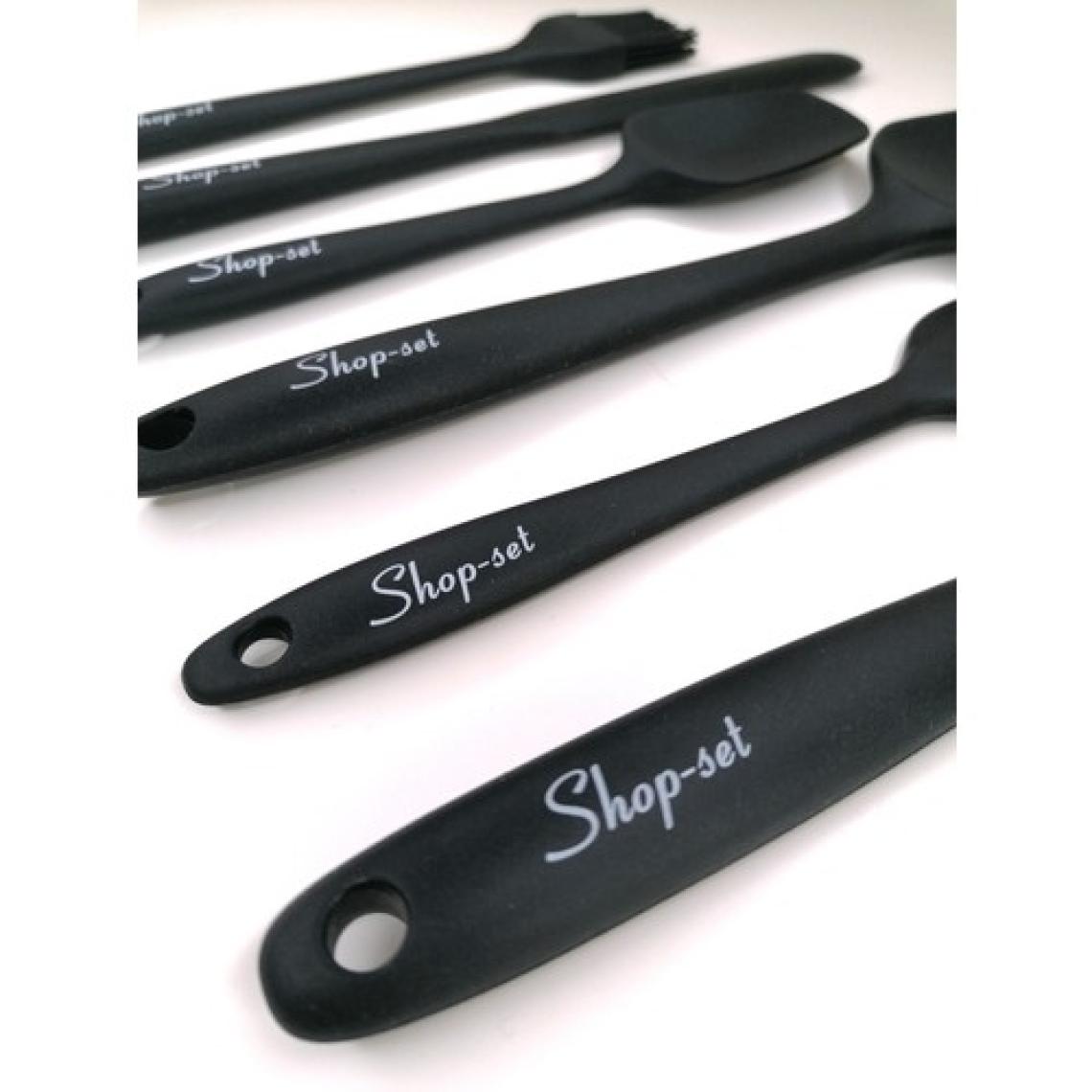 Canset Shop-Set Isıya Dayanıklı Yanmaz Yapışmaz Silikon Spatula Seti 6 Parça -Siyah
