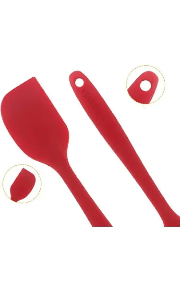 Silikon Spatula Seti Kırmızı Büyük Boy Yanmaz Çizmez