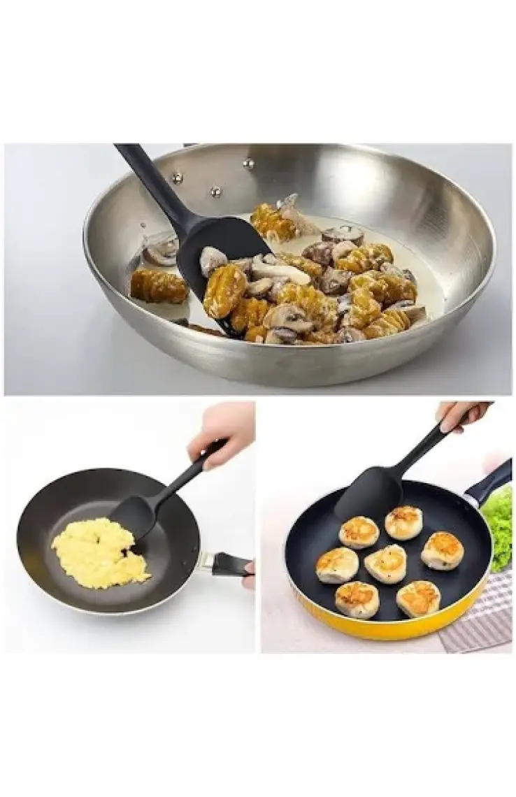Viarella Büyük Boy Silikon Yassı Kaşık 3lü Set