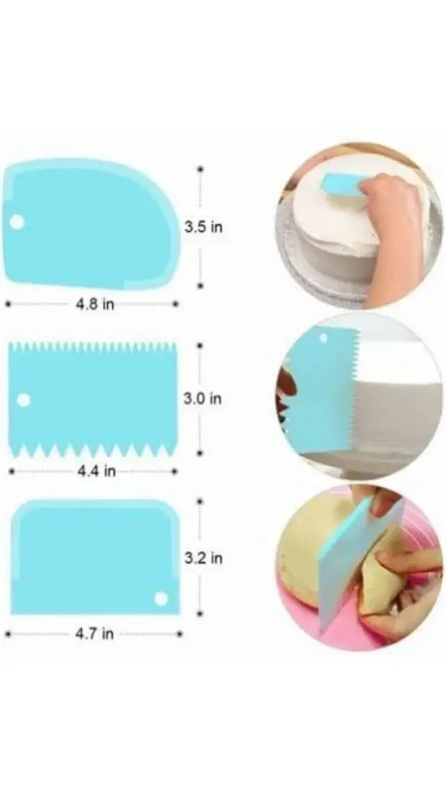 Alfa HK02 Plastik Hamur Kazıyıcı-Hamur Kesici-Şanti Tarağı 3’lü Set
