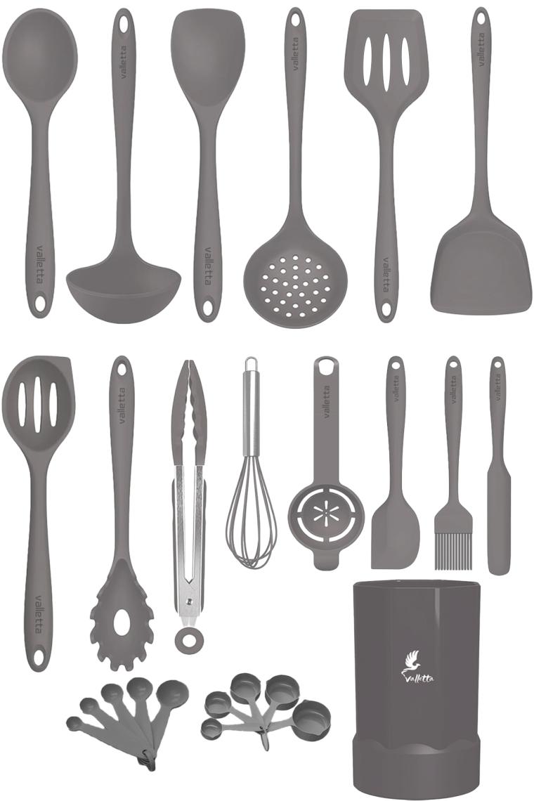 Maracas Isıya Dayanıklı Yanmaz Yapışmaz Silikon Spatula Seti 25 Parça Gri