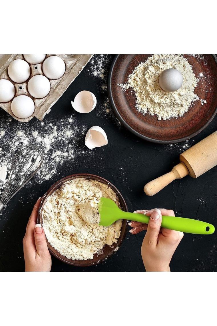 Viarella Silikon Kaşık Spatula Seti Büyük Boy Yanmaz Yapışmaz Çizmez Yeşil 2'li