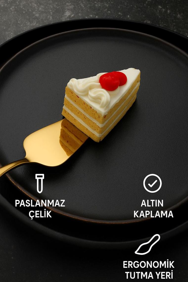 Chavin 1010 Paslanmaz Çelik Gold Pasta Spatula Kek Sunum CIN748SR