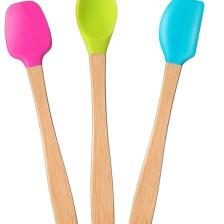Indigo 3'lü Renkli Bambu Saplı Silikon Spatula Seti Uzun 26cm