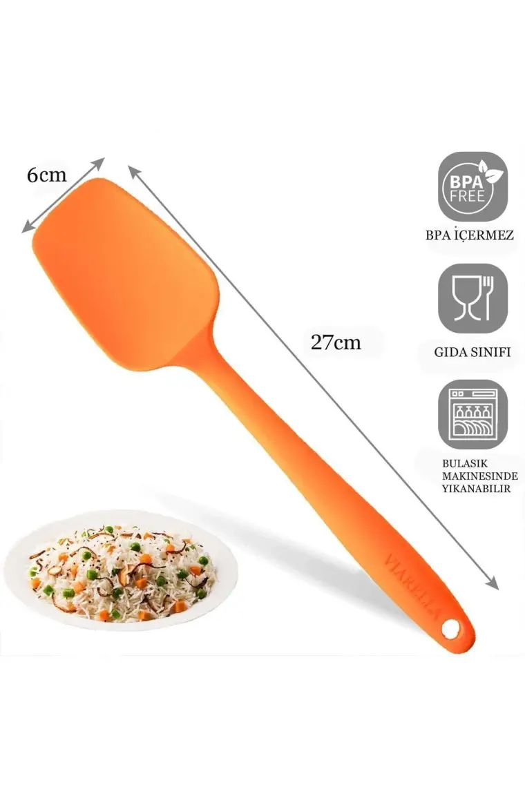 Viarella Silikon Kaşık Spatula Seti Büyük Boy Yanmaz Yapışmaz Çizmez 2'li