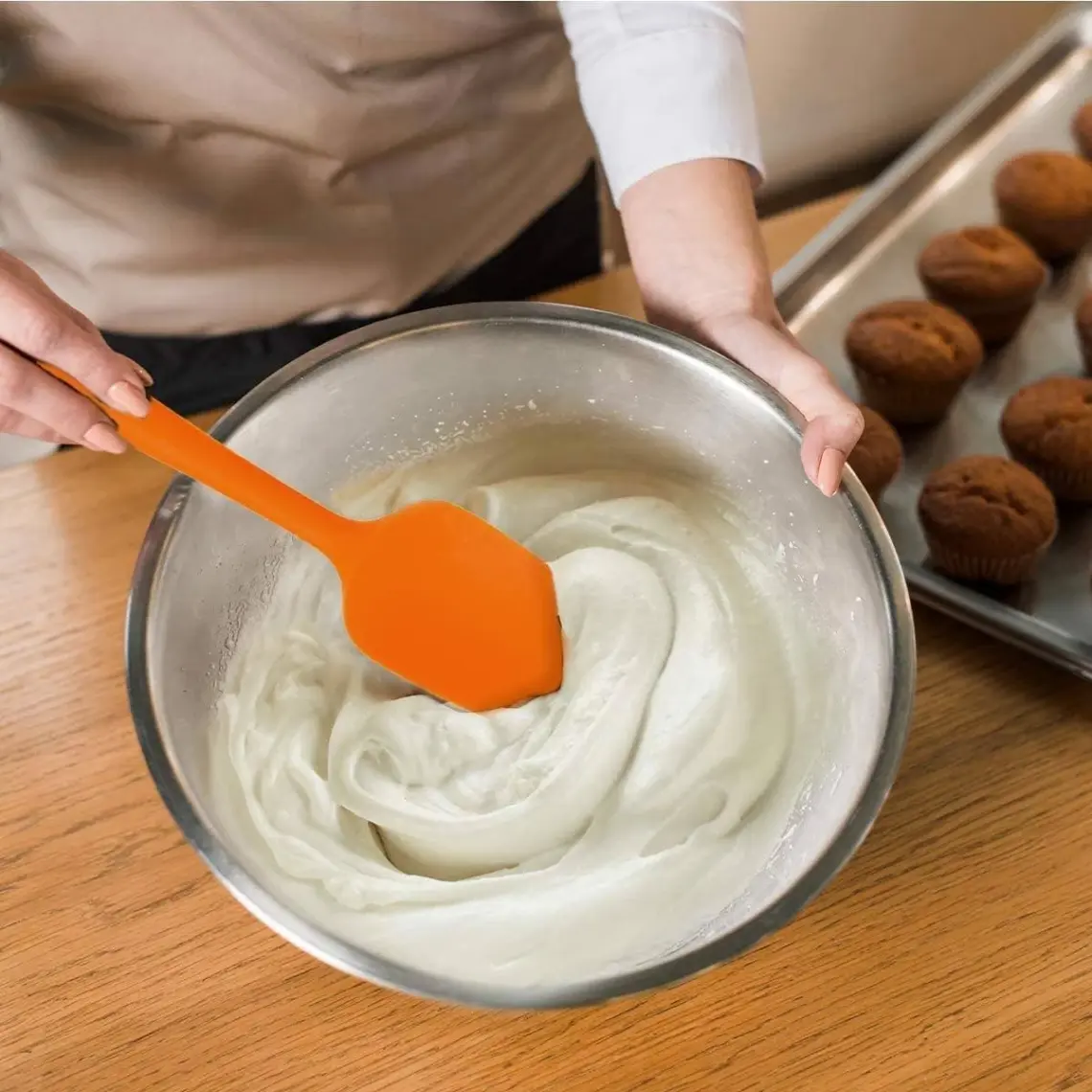Viarella Silikon Kaşık Spatula Seti Büyük Boy Yanmaz Yapışmaz Çizmez 2'li