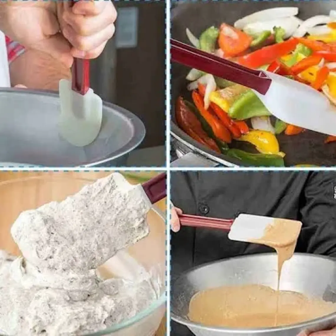 Biradlı Isıya Dayanıklı Silikon Spatula, 38 cm