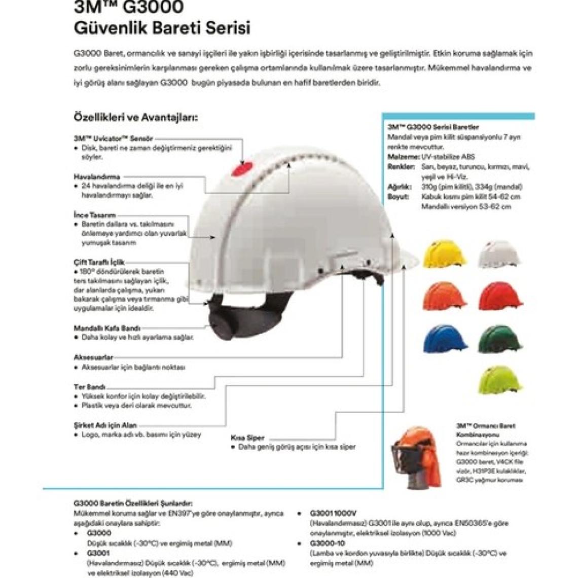 3M G3000 Ayarlı Kırmızı Baret