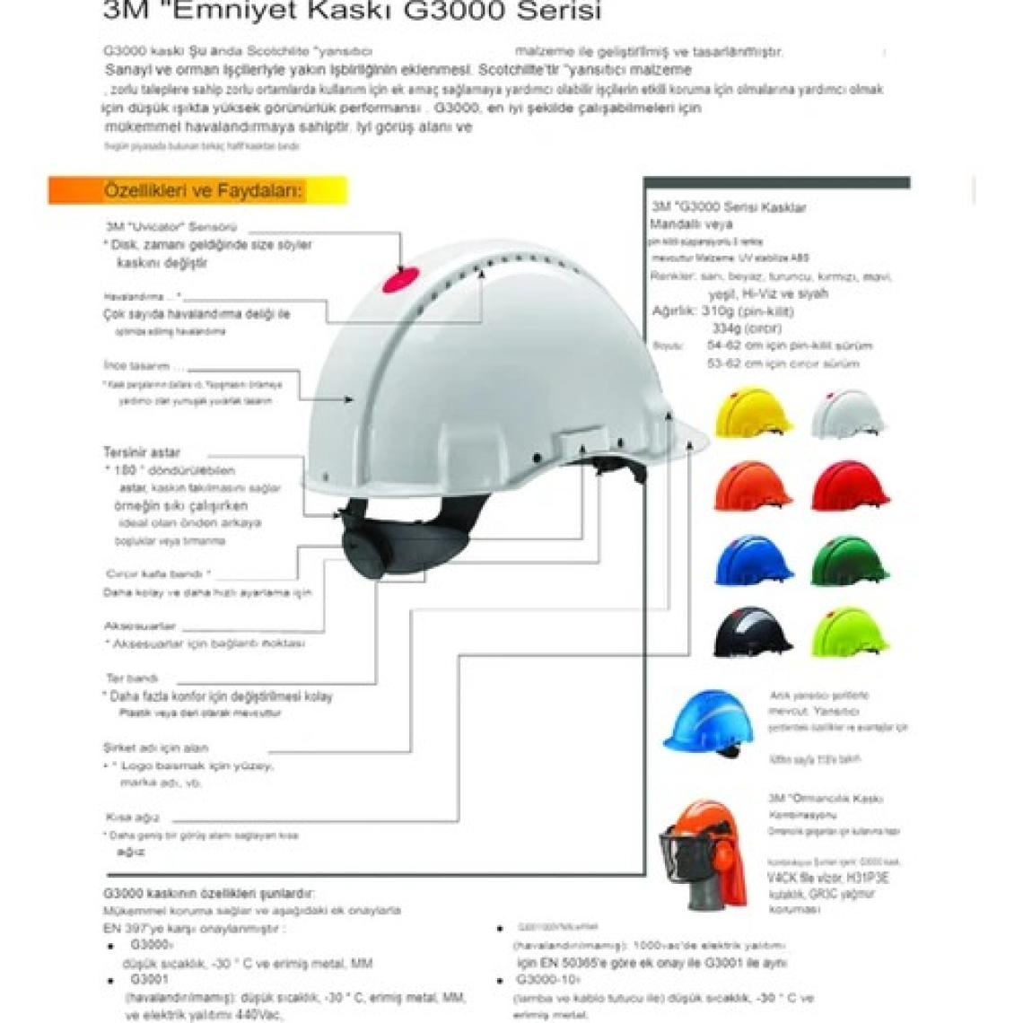 3M G3000 Ayarlı Kırmızı Baret