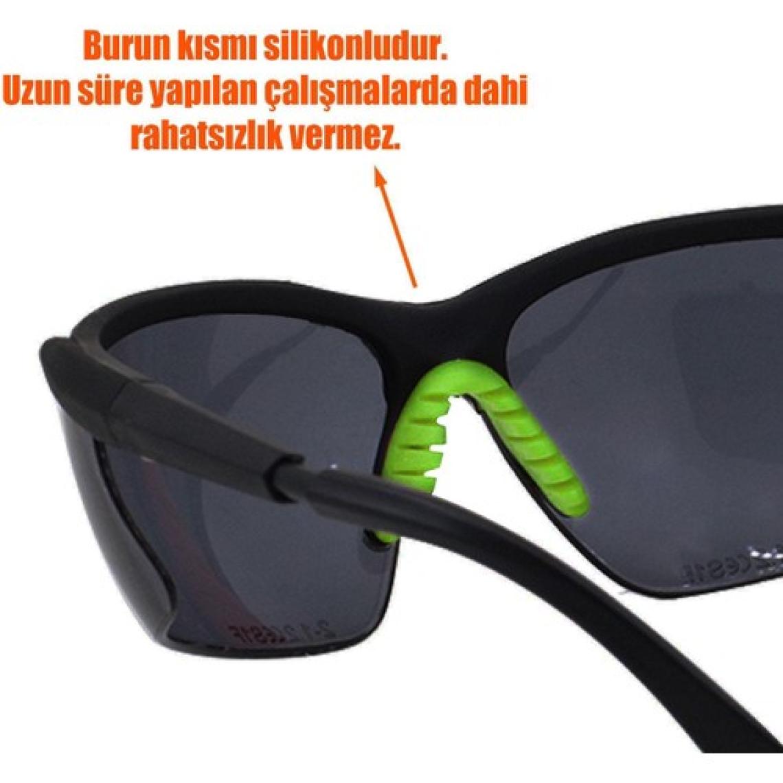 Badem10 Iş Güvenlik Gözlüğü Kaynak Koruyucu Silikonlu Gözlük S600 Siyah