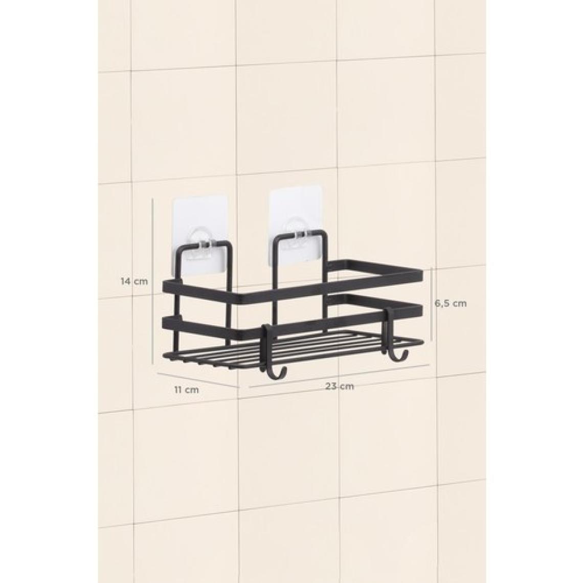 Okyanus Home Magic Fix Sihirli Yapışkan Siyah Lamalı Dikdörtgen Banyo Rafı - 11X24 cm