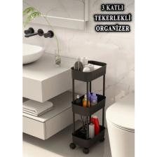 Trustmoda Lizbon Çok Amaçlı 3 Katlı Evye Altı Düzenleyici Dolap Içi Tegah Altıtekerlekli Organizer