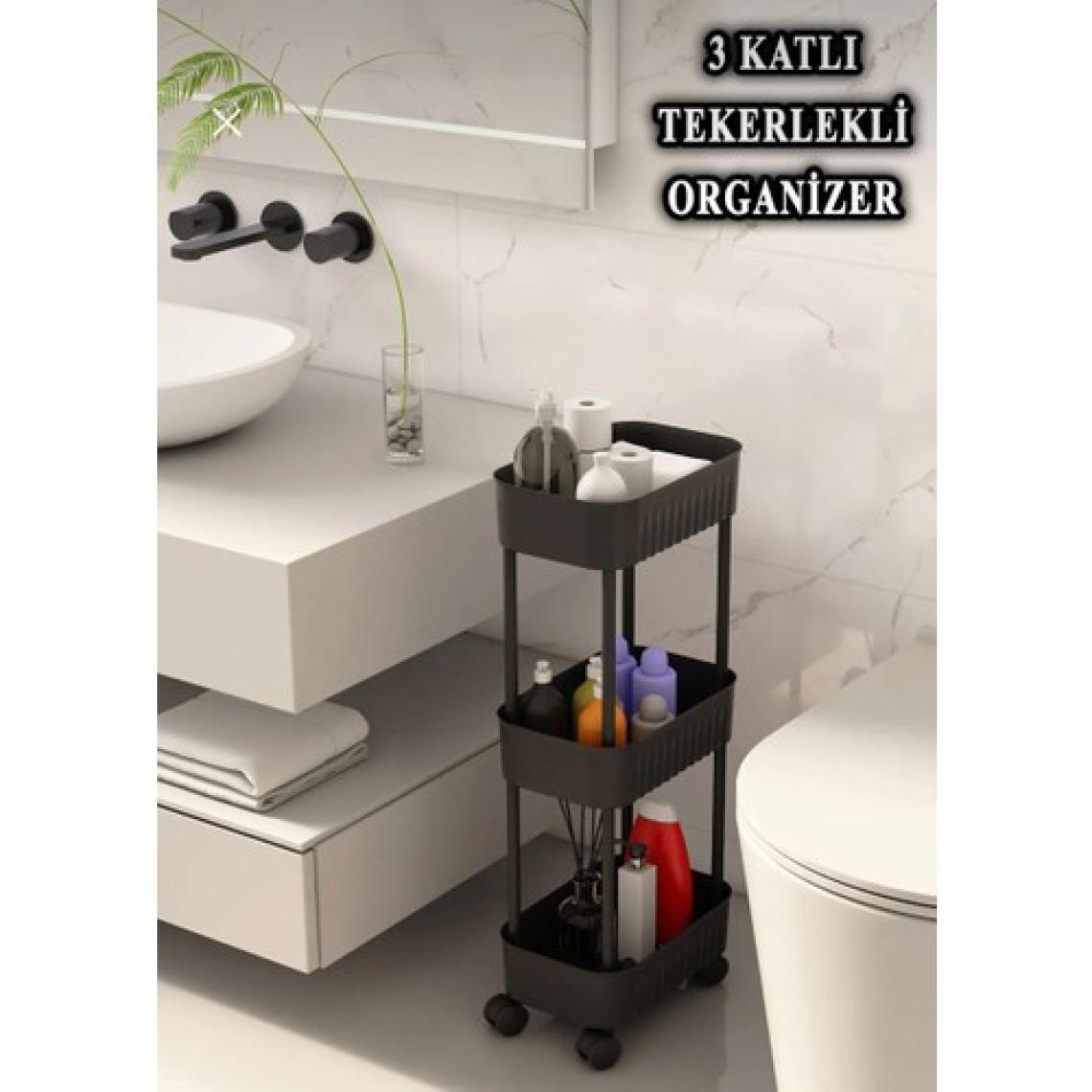 Trustmoda Lizbon Çok Amaçlı 3 Katlı Evye Altı Düzenleyici Dolap Içi Tegah Altıtekerlekli Organizer