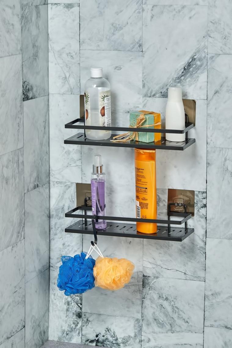 VIP Gross 2 Li Metal Yapışkanlı Banyo Rafı Organizer (30CM x 10CM