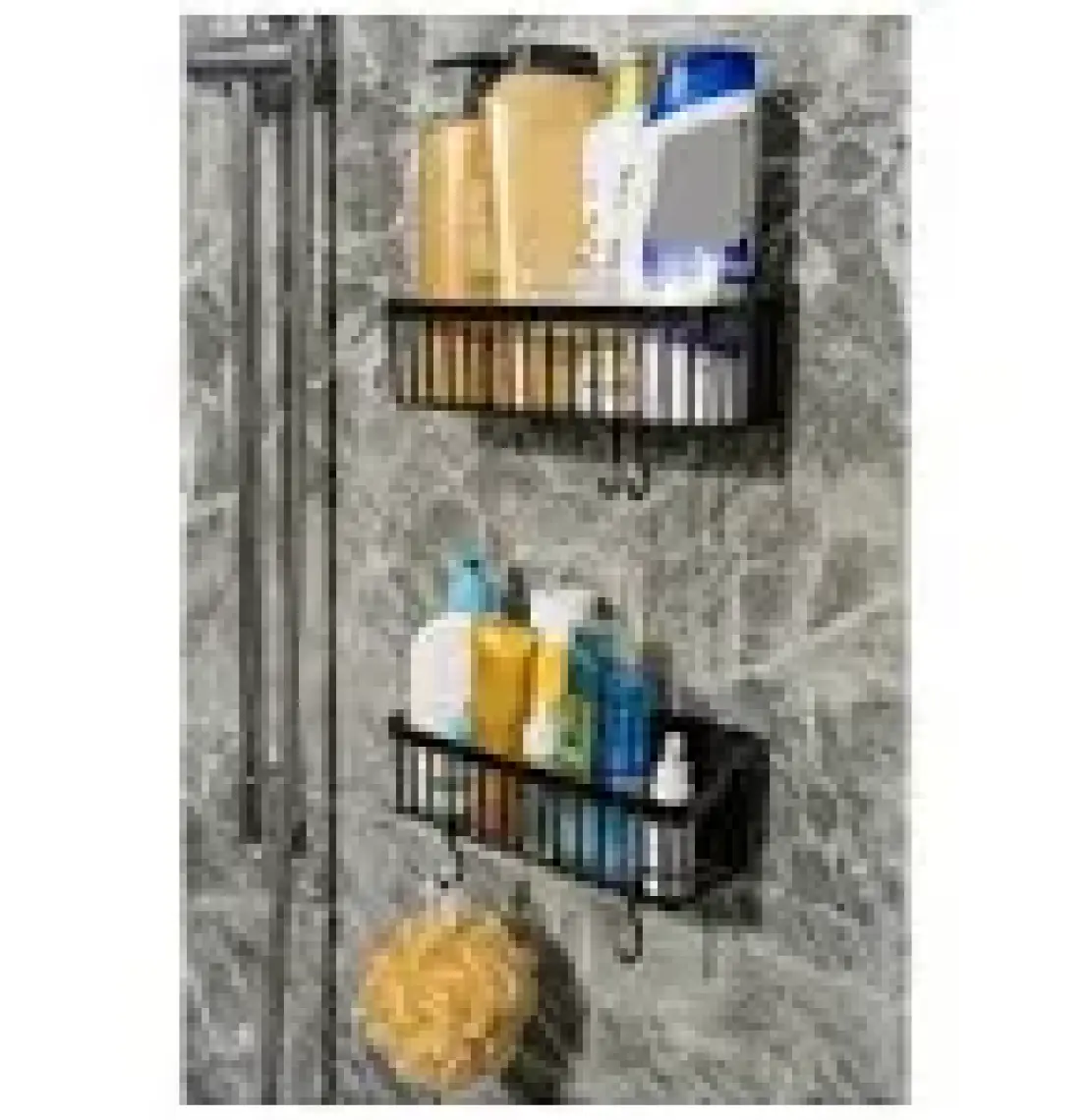 Safestore Yapışkanlı Banyo Rafı 2'li Banyo Düzenleyici Duş Rafı Kanca Askılı Organizer Şampuanlık Plastik