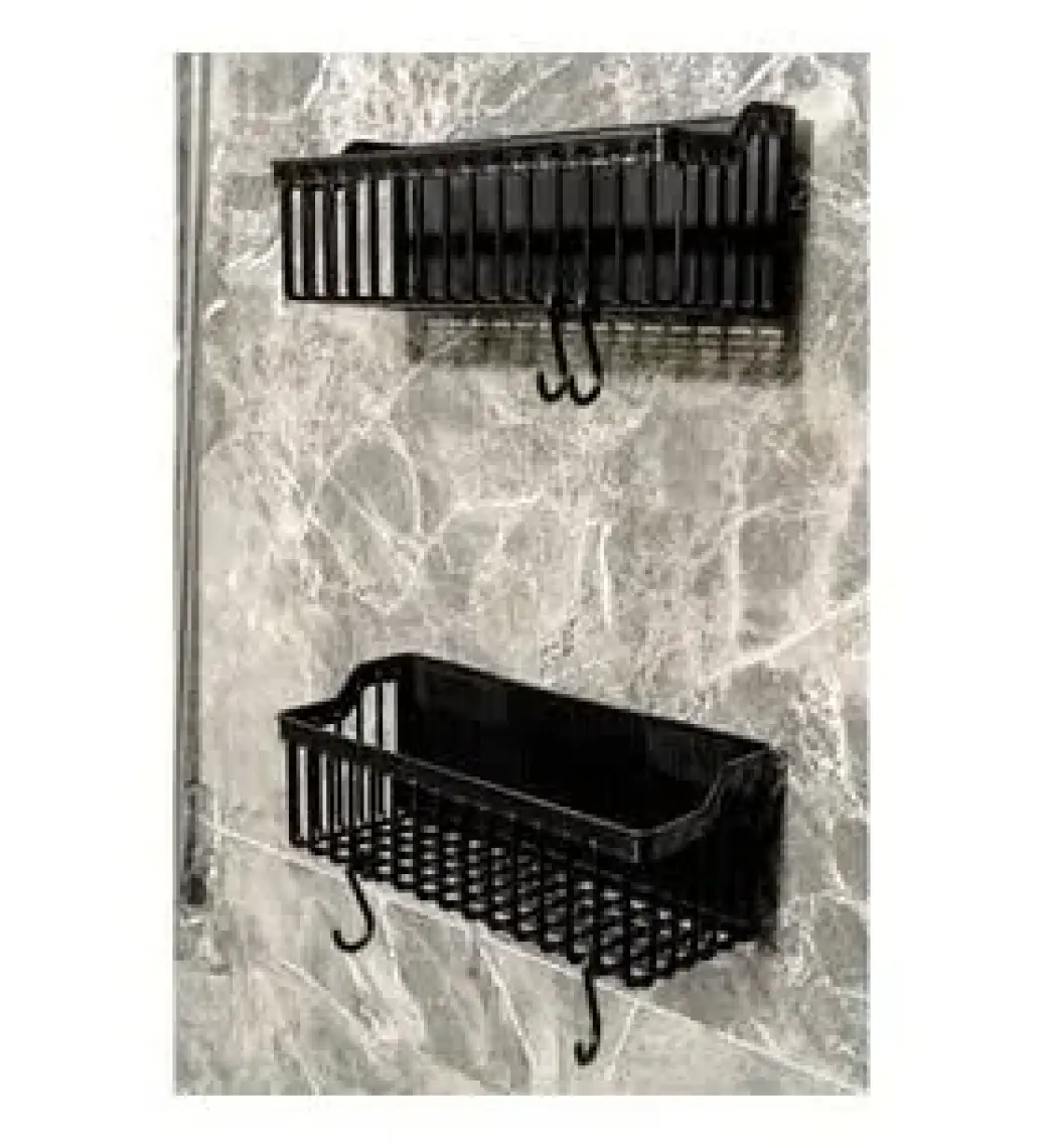 Safestore Yapışkanlı Banyo Rafı 2'li Banyo Düzenleyici Duş Rafı Kanca Askılı Organizer Şampuanlık Plastik