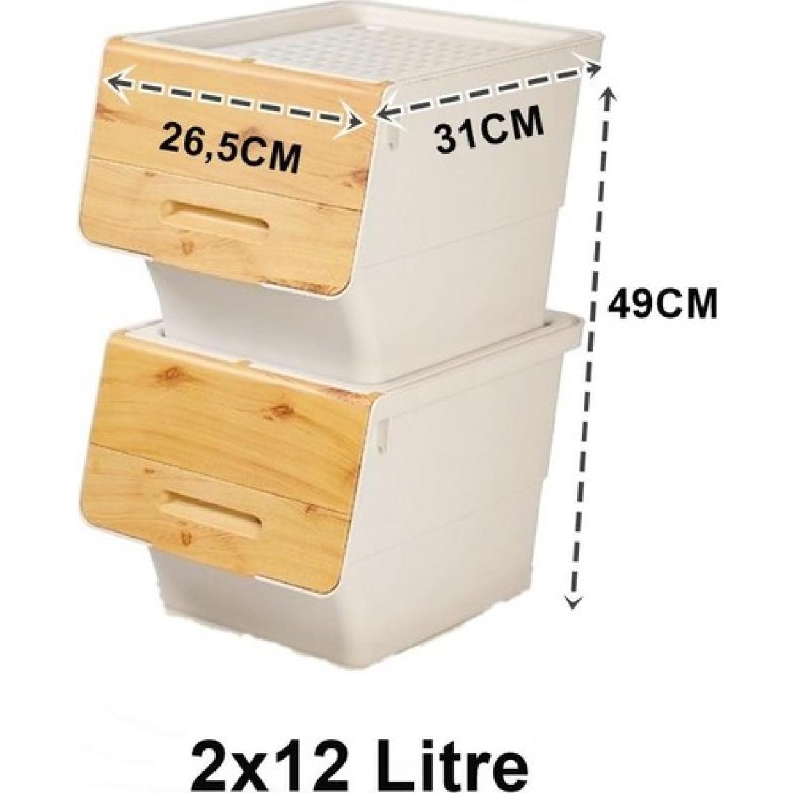 Geseus Motek Bambu Tekerlekli Organizer Çok Amaçlı Saklama Kutusu 2X12 Lt
