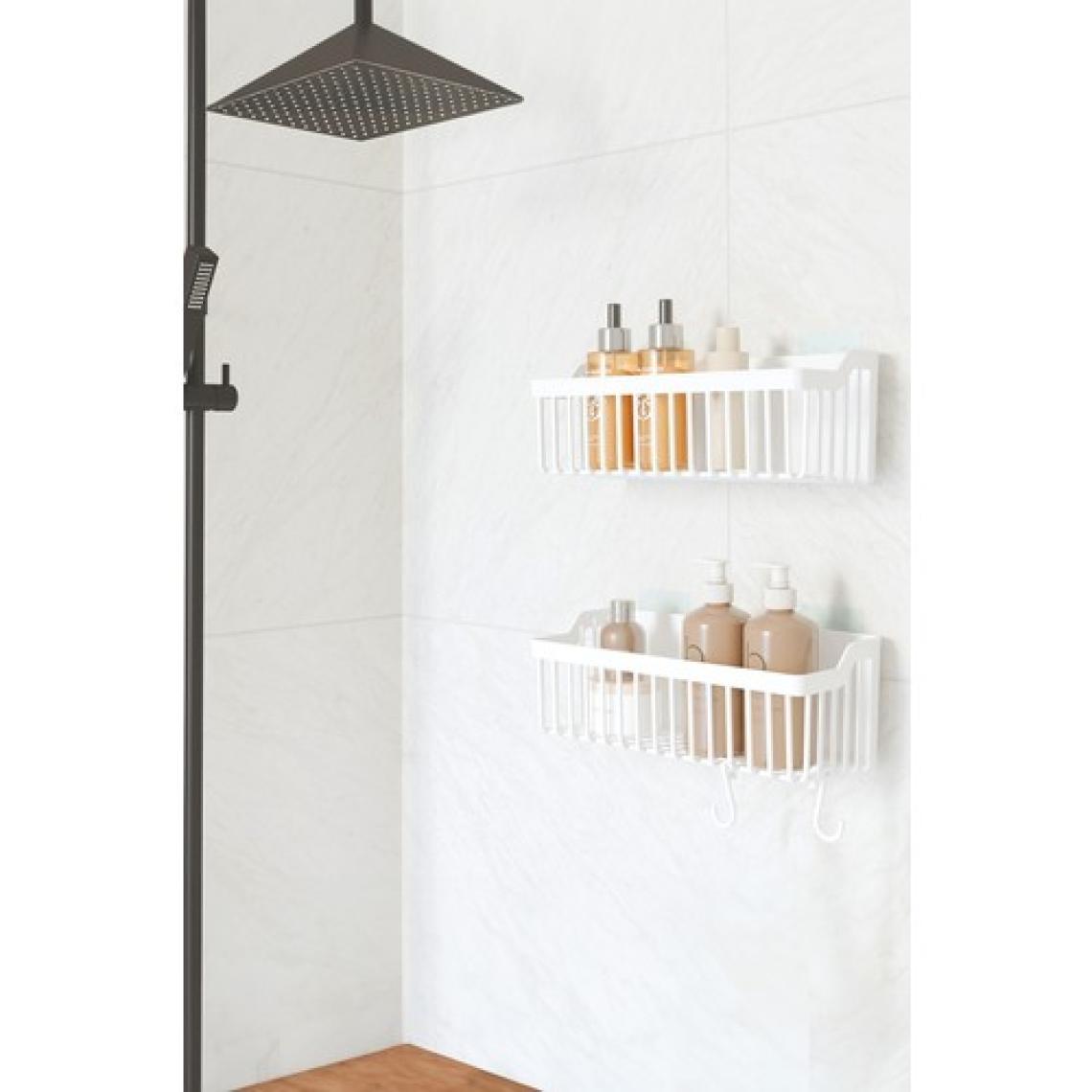 Safestore Yapışkanlı Banyo Rafı 2'li Banyo Düzenleyici Duş Rafı Kanca Askılı Organizer Şampuanlık Plastik