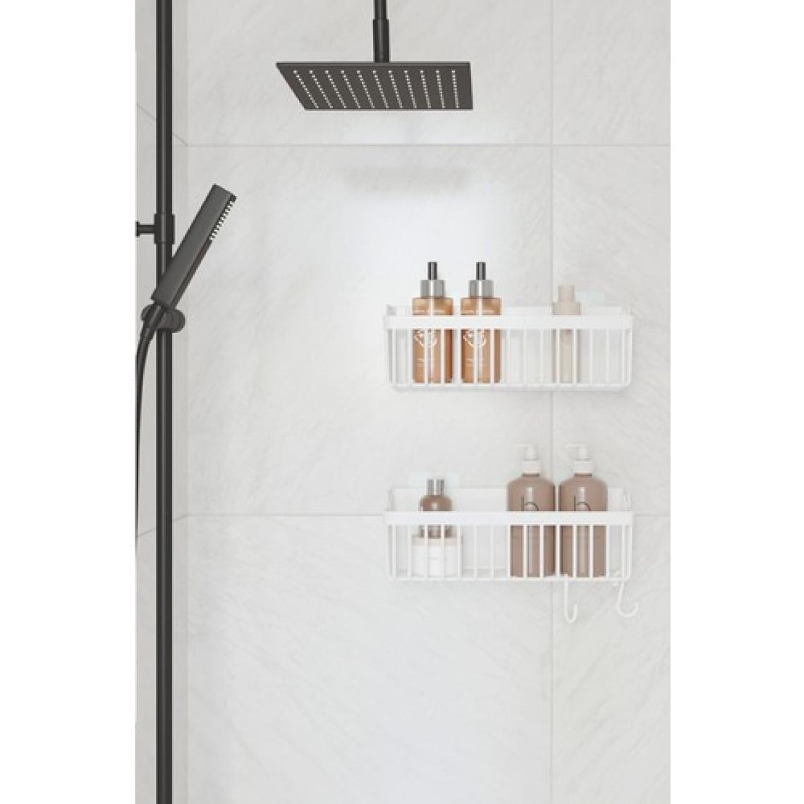 Safestore Yapışkanlı Banyo Rafı 2'li Banyo Düzenleyici Duş Rafı Kanca Askılı Organizer Şampuanlık Plastik