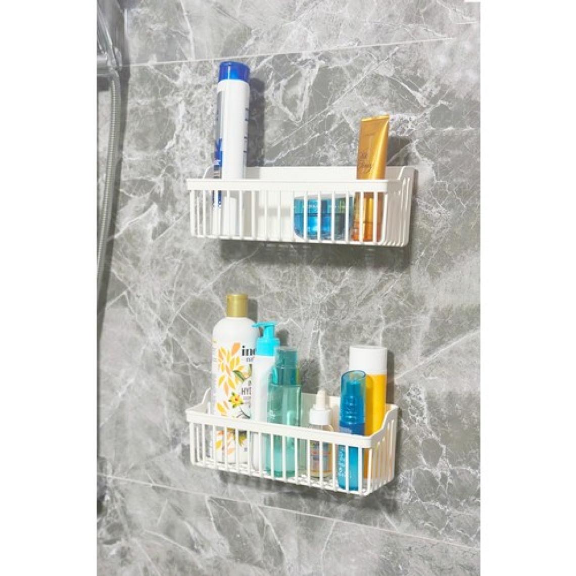 Safestore Yapışkanlı Banyo Rafı 2'li Banyo Düzenleyici Duş Rafı Kanca Askılı Organizer Şampuanlık Plastik
