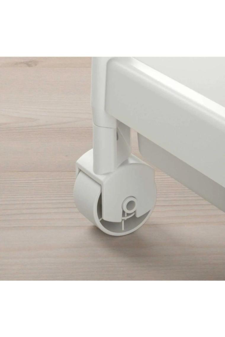 DEYHOME Tekerlekli Raf Ünitesi 4 Katlı Banyo Rafı Mutfak Rafı Servis Sehpası Çok Amaçlı Katlı Organizer Beyaz