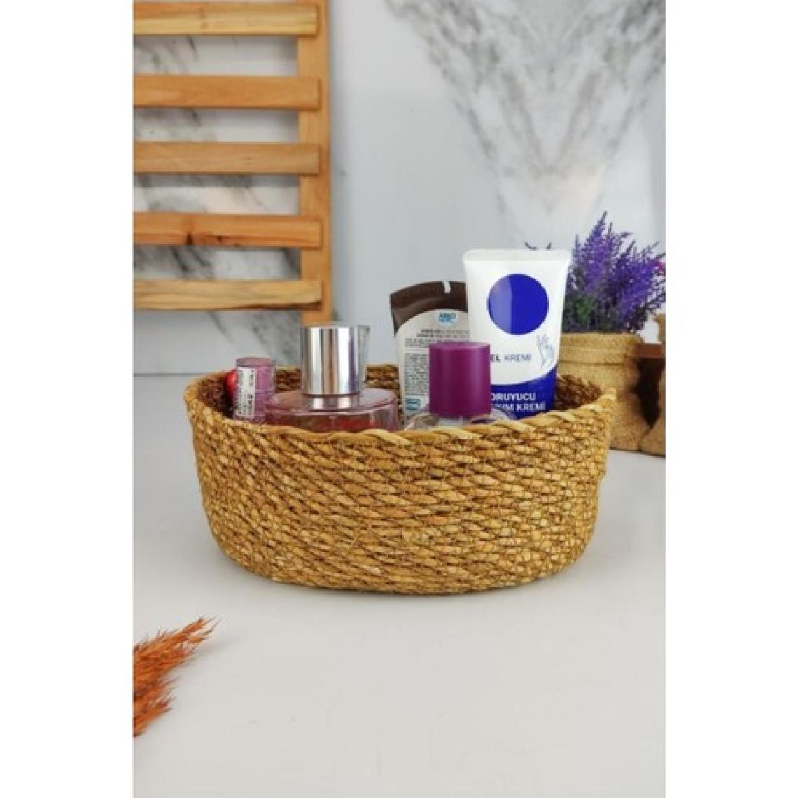 Digithome Hasır Banyo ve Makyaj Organizer Sepeti Oval Düzenleyici 20 cm Kahverengi - PNL-PH22 S/3