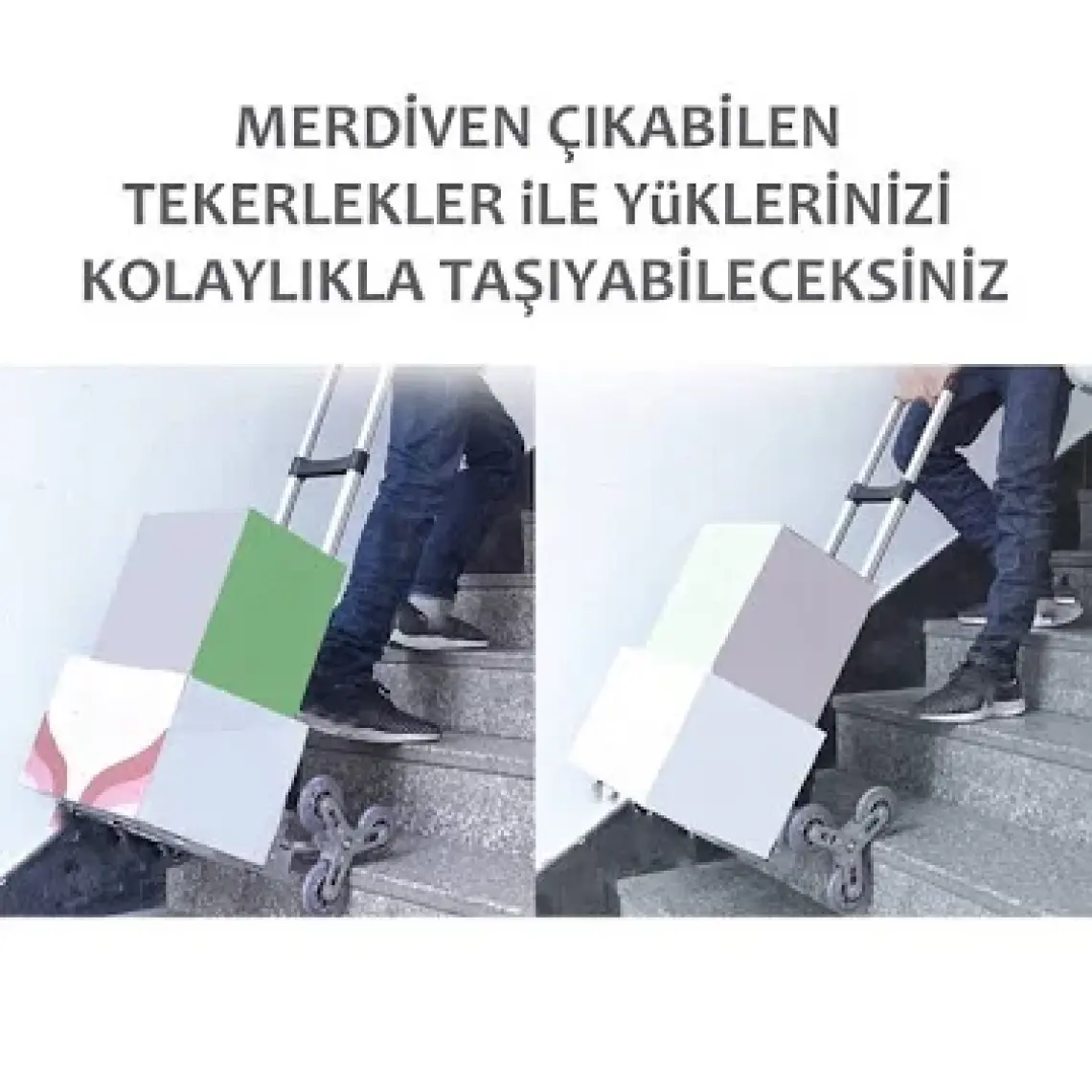 6 Tekerli 80KG Kapasiteli Merdiven Çıkabilen Katlanır Taşıma Arabası Koli Yük Paket Aracı