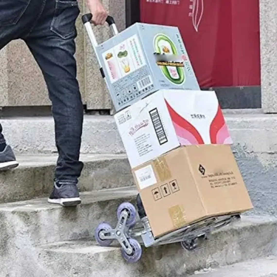 6 Tekerli 80KG Kapasiteli Merdiven Çıkabilen Katlanır Taşıma Arabası Koli Yük Paket Aracı