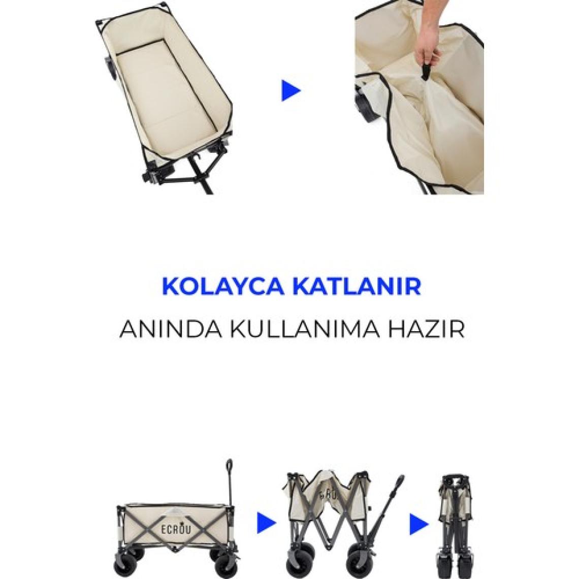 Ecrou Masalı Katlanır Vagon Taşıma Arabası Bej