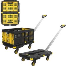 Stanley PC532B 137KG 62X45CM Dört Tekerli Çekme Kollu Yük ve Paket Taşıma Arabası + FT505 25KG Katlanır Çok Amaçlı Taşıma Sepeti
