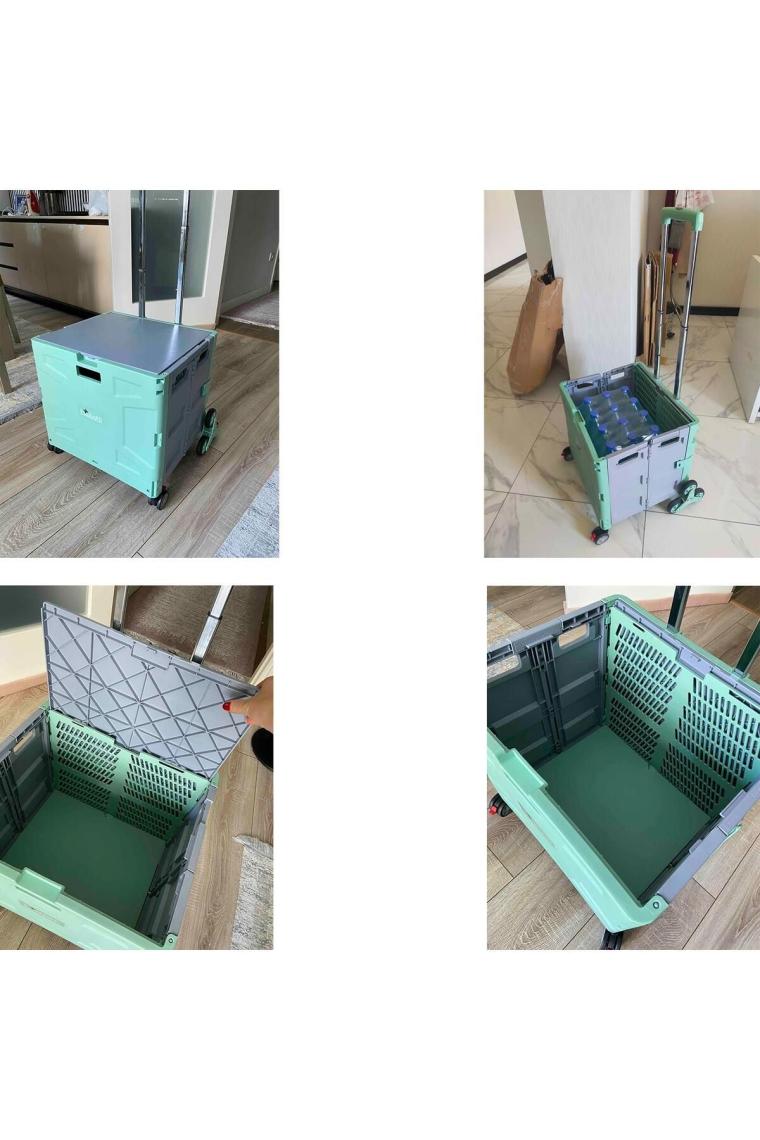 Balatlı Katlanabilir Yükseklik Ayarlı Merdiven Çıkabilen Paket Taşıma Arabası FP548