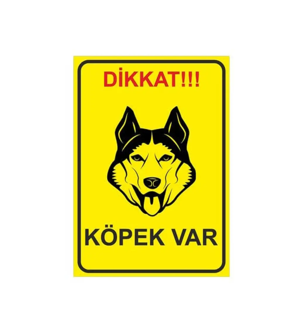 hepenuygun Uyarı Levhası Sticker- Dikkat Köpek Var Bağlı Değil