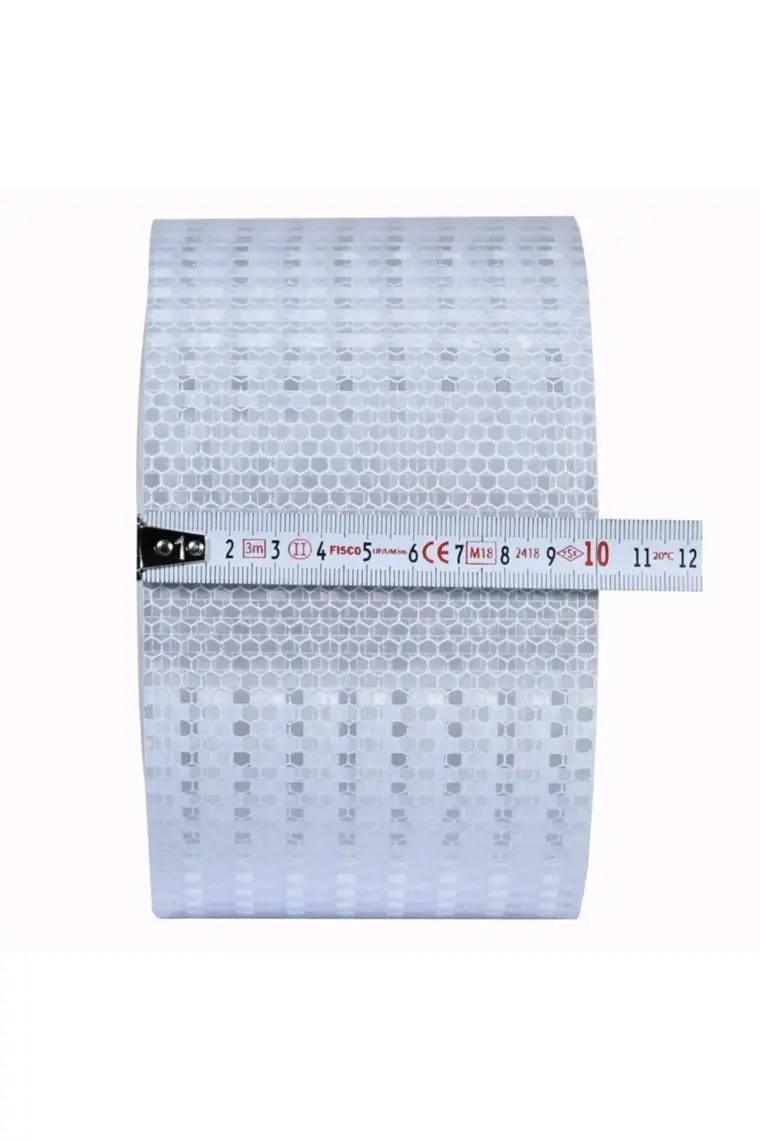Badem10 Reflektörlü Reflektif Fosforlu Şerit Bant 10 Cm Eninde Beyaz Reflekte İkaz Bandı (3 METRE)