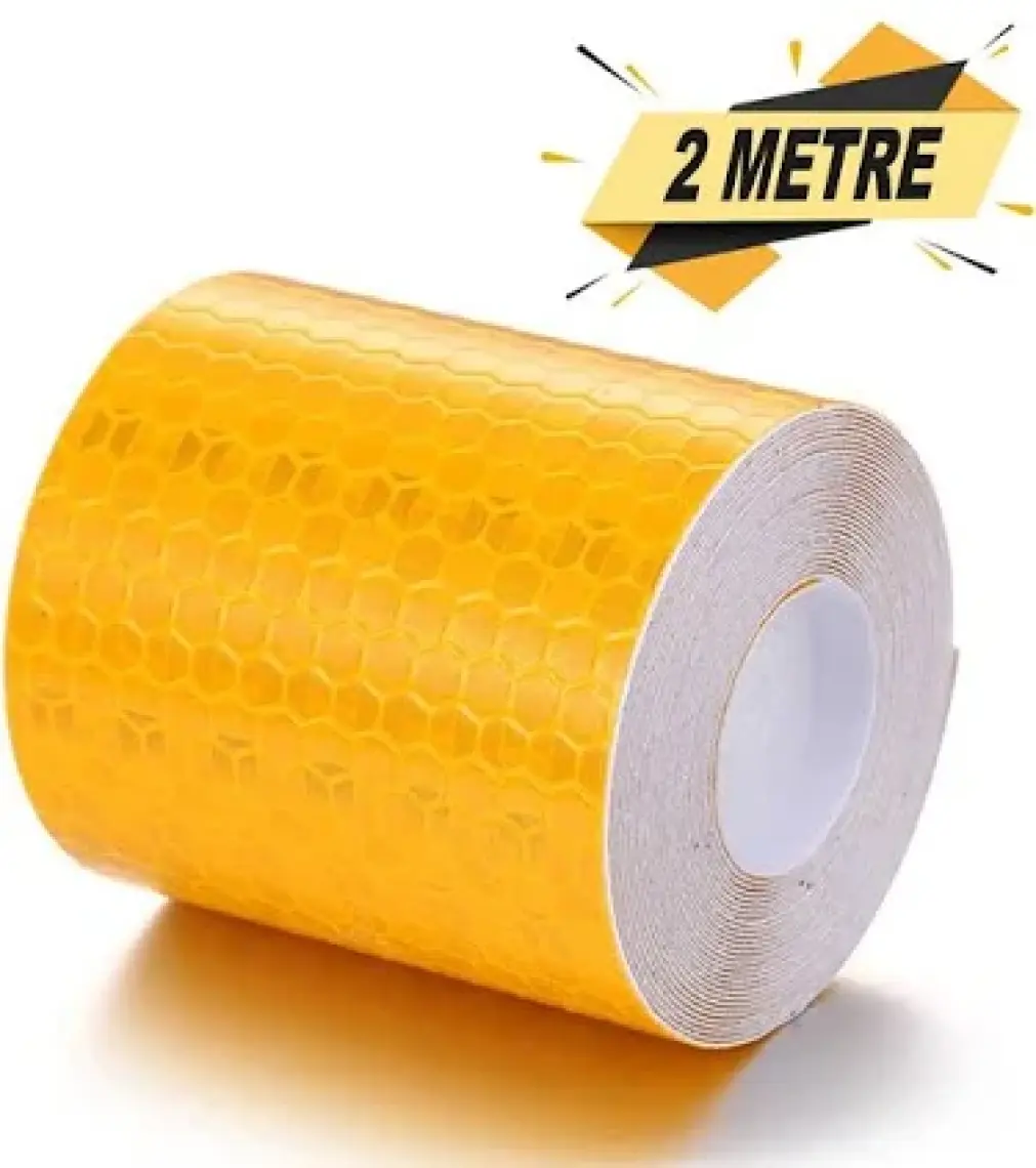 Badem10 Reflektörlü Fosforlu Şerit Bant Sarı İkaz Bandı 2 Metre