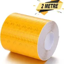 Badem10 Reflektörlü Fosforlu Şerit Bant Sarı İkaz Bandı 2 Metre
