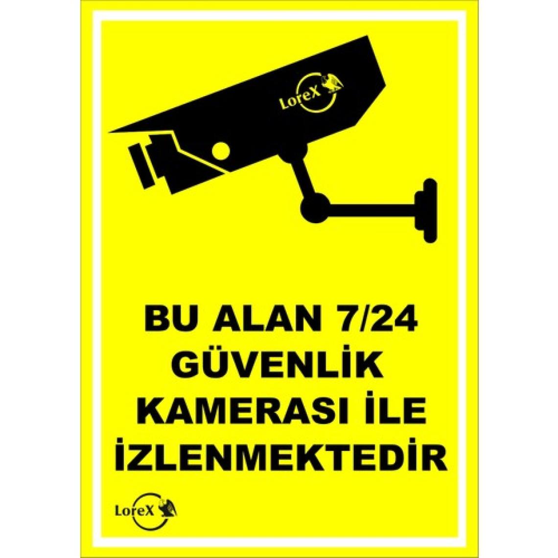 LOREX LR-IS724 "Bu Alan 7&24 Güvenlik Kamerası İle İzlenmektedir" Yazılı PVC Uyarı İkaz Levhası