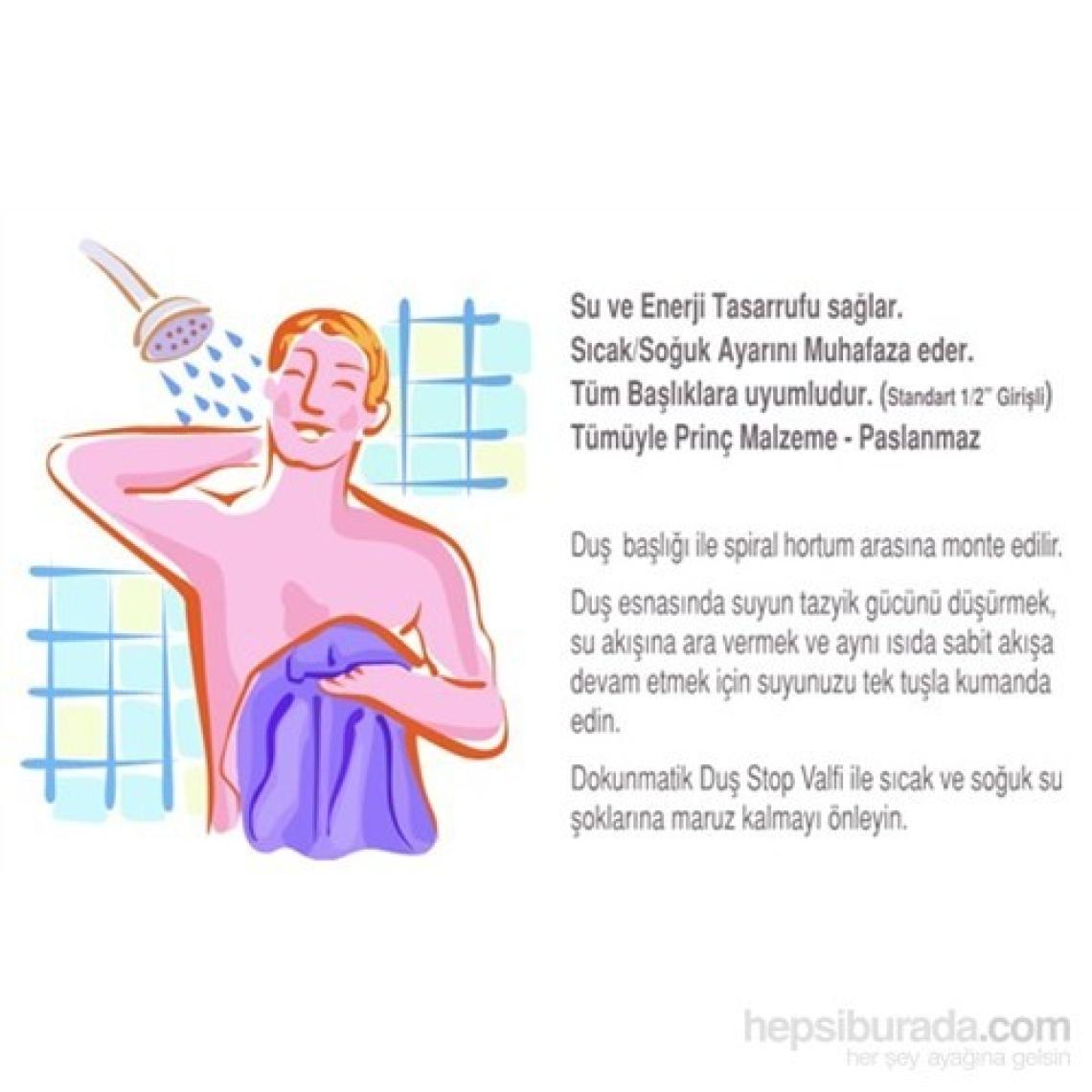 Universal® Tek Tuş Dokunmatik Duş Stop Valfi (Spiral Hortumlu ve Ankastre Duşlarda)