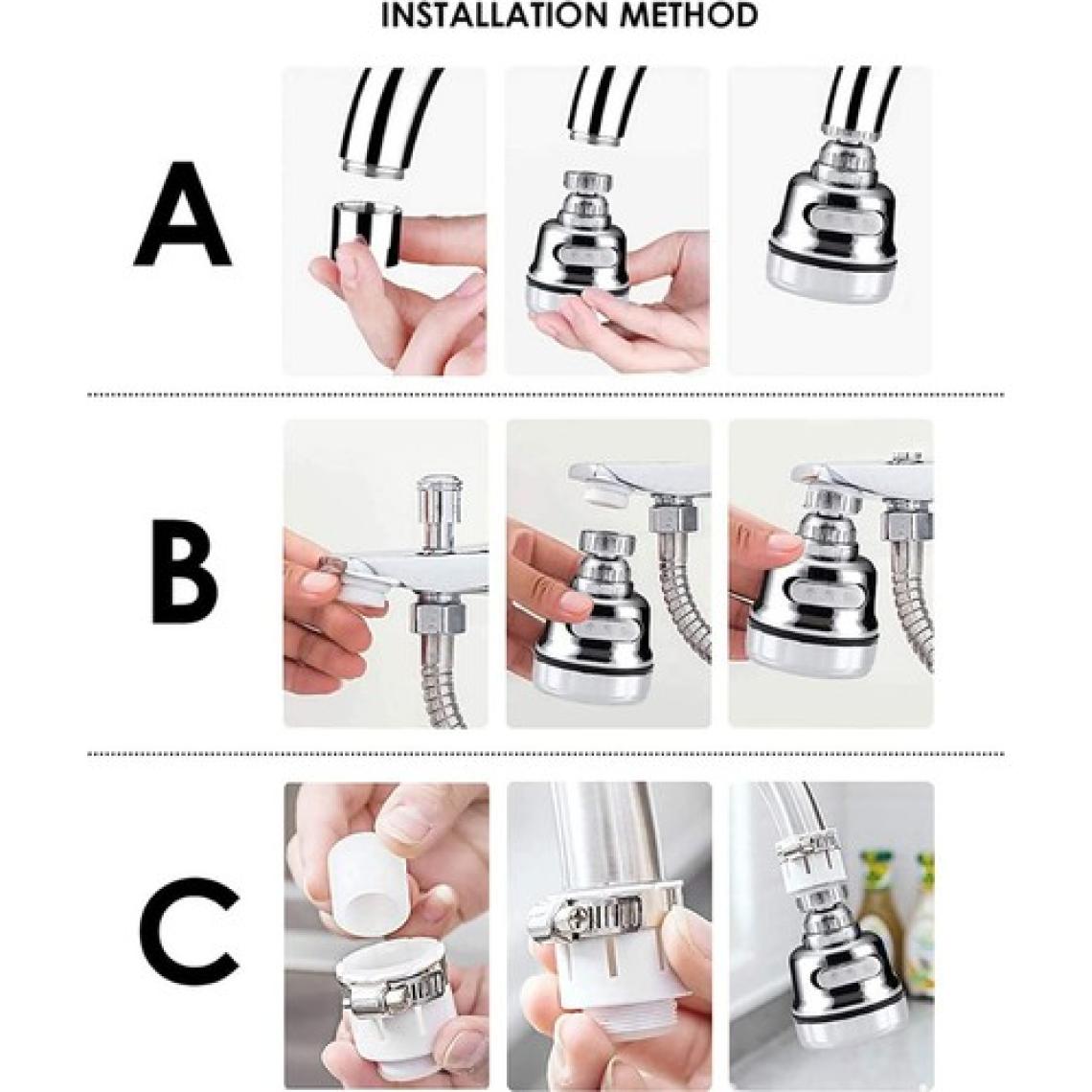 Zemus Musluk Başlığı - 3 Kademeli Musluk Başlığı - Krom 360 Derece Musluk Başlığı