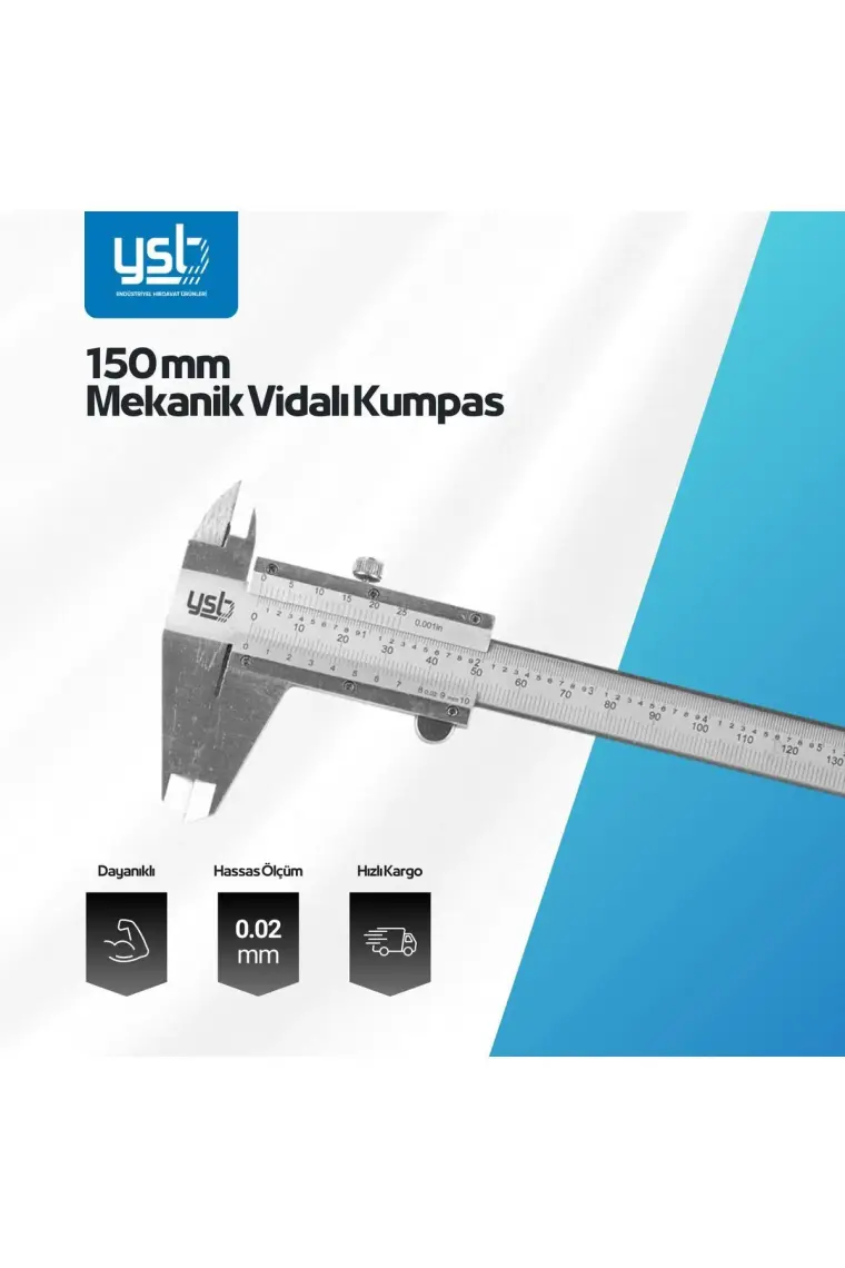 Ysb 150 mm Mekanik Kumpas Hassas Çift Çene (150 mm X 0,02 mm)
