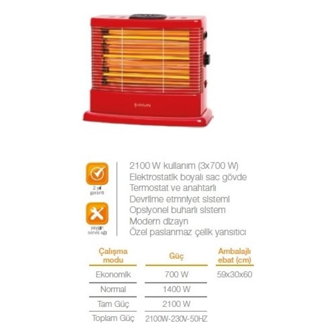 Minisan Maximus MS2100 2100W Buharlı Quartz Soba