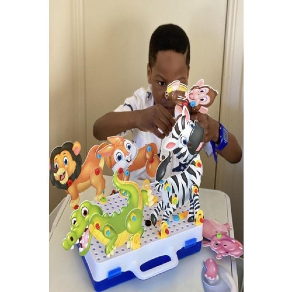 Lrs Store Matkaplı Vidalama ve 3D Yaratıcı Mozaik Puzzle Hayvanlı 340 Parça Montesorri Yapı Oyunu