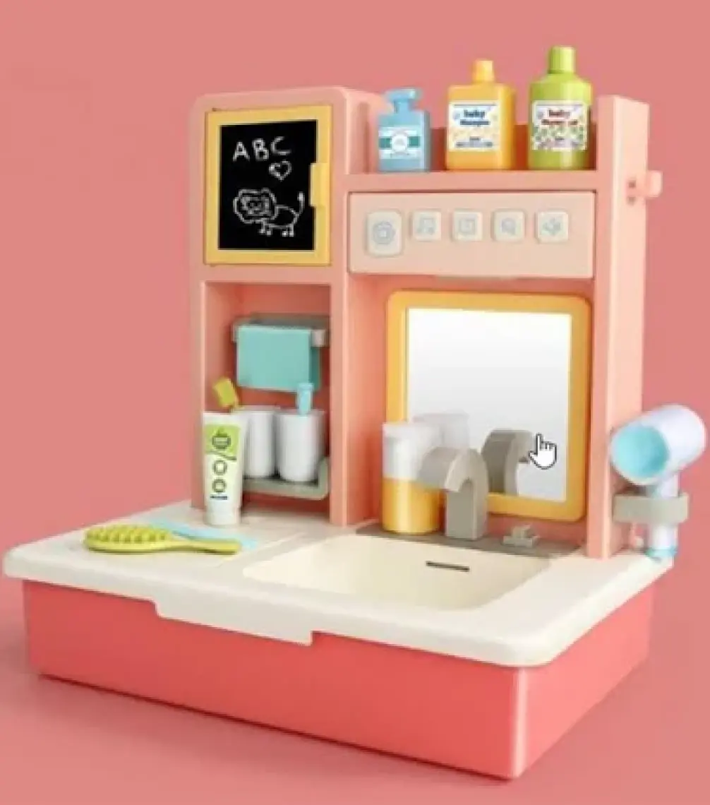 Can Oyuncak Kutulu Pilli ve Işıklı Lavabo Banyo Dolaplı Mavi