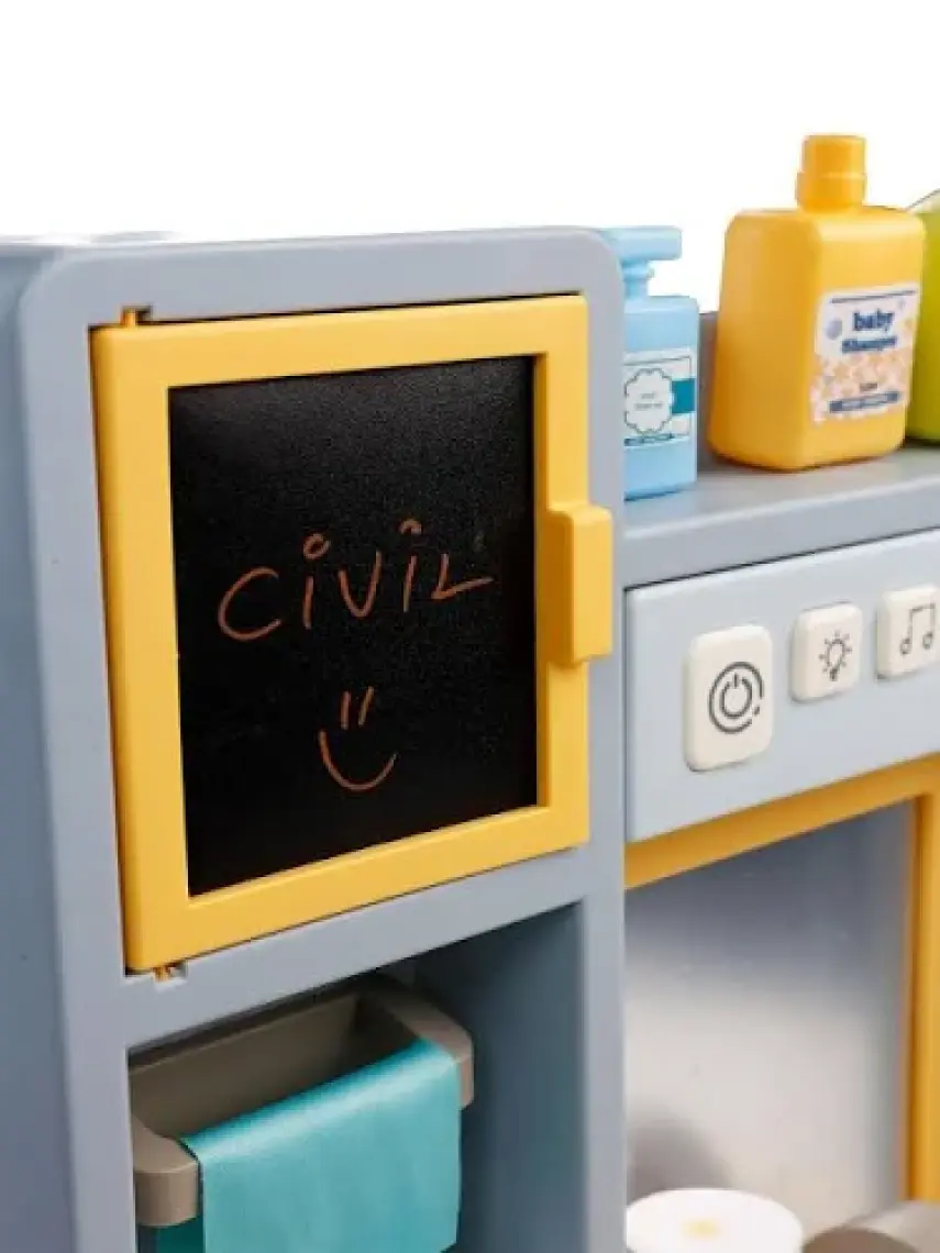 Can Oyuncak Kutulu Pilli ve Işıklı Lavabo Banyo Dolaplı Mavi
