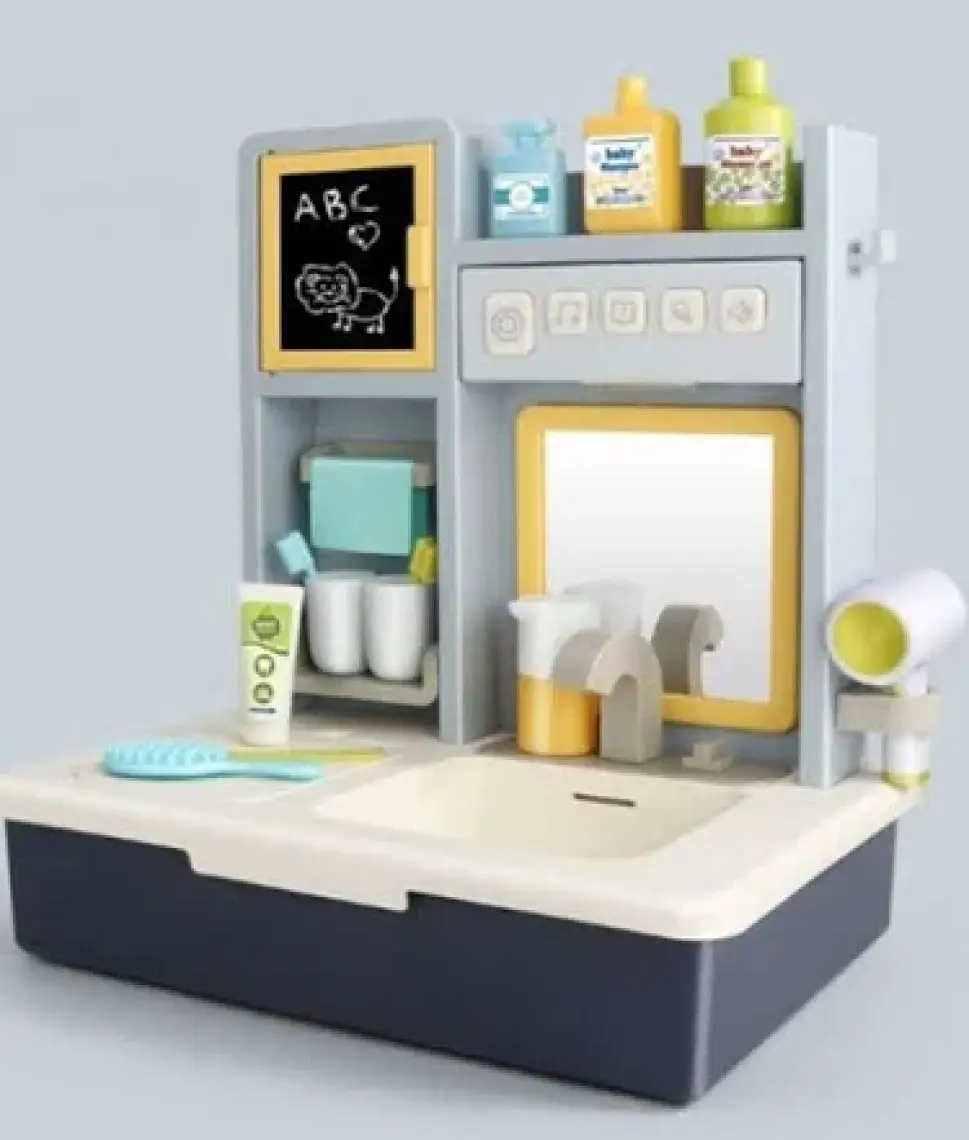 Can Oyuncak Kutulu Pilli ve Işıklı Lavabo Banyo Dolaplı Mavi