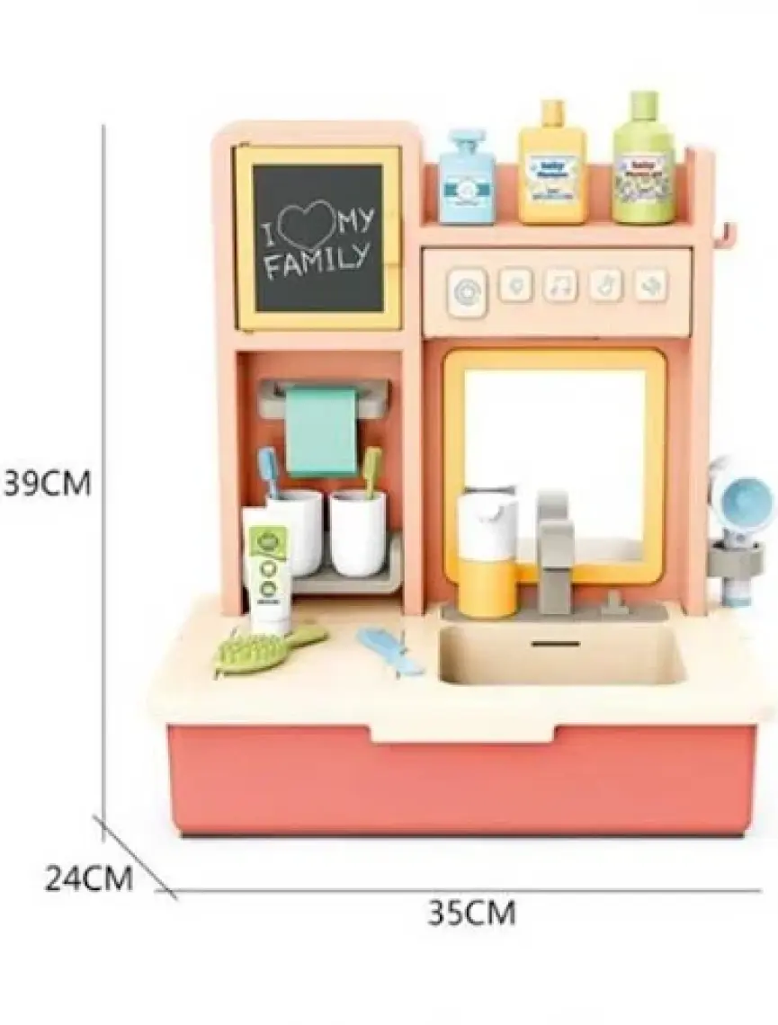 Can Oyuncak Kutulu Pilli ve Işıklı Lavabo Banyo Dolaplı Mavi